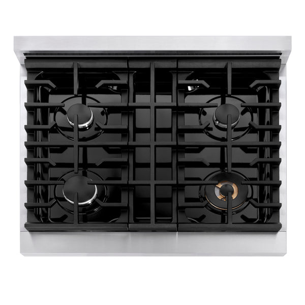 ZLINE 30 in. Paramount Gas Rangetop with 4 Burners and Porcelain Cooktop in Stainless Steel, Open Box-Great Condition