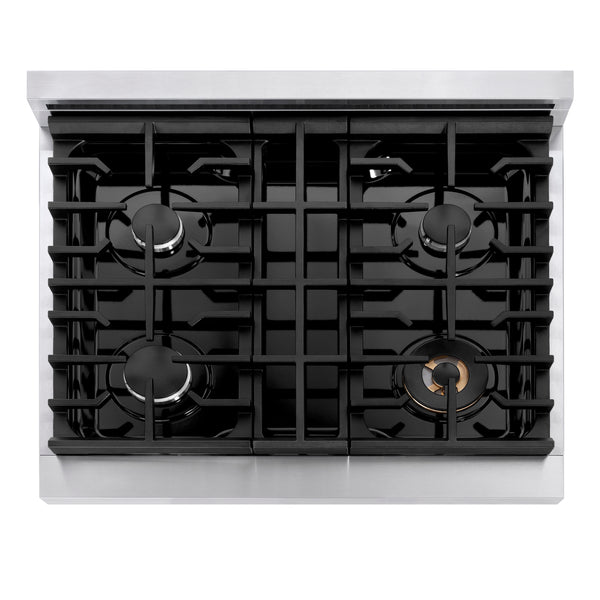 ZLINE 30 in. Paramount Gas Rangetop with 4 Burners and Porcelain Cooktop in Stainless Steel (SRT30)