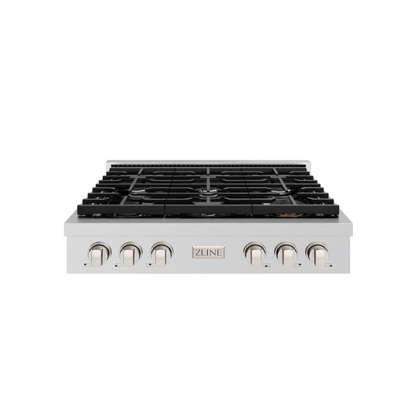 ZLINE 36 in. Paramount Gas Rangetop with 6 Burners and Porcelain Cooktop in Stainless Steel, Open Box-Good Condition