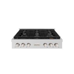 ZLINE 36 in. Paramount Gas Rangetop with 6 Burners and Porcelain Cooktop in Stainless Steel (SRT36)