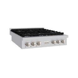 ZLINE 36 in. Paramount Gas Rangetop with 6 Burners and Porcelain Cooktop in Stainless Steel, Open Box-Great Condition