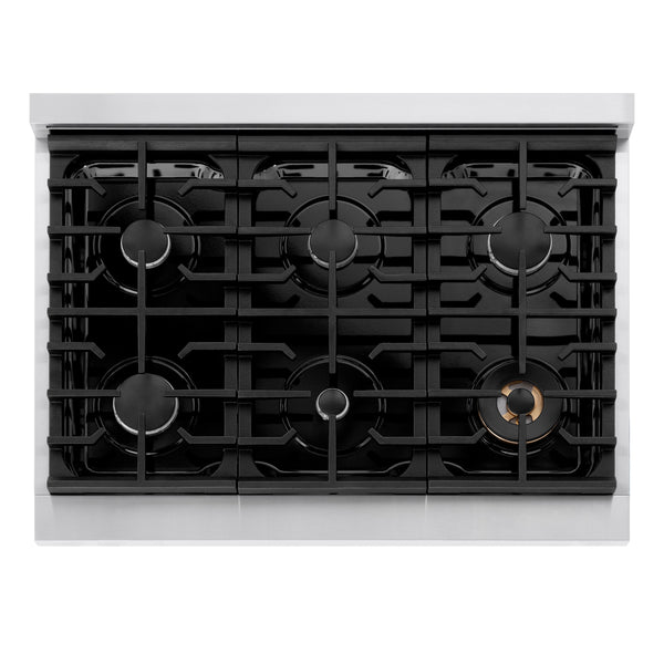 ZLINE 36 in. Paramount Gas Rangetop with 6 Burners and Porcelain Cooktop in Stainless Steel (SRT36)