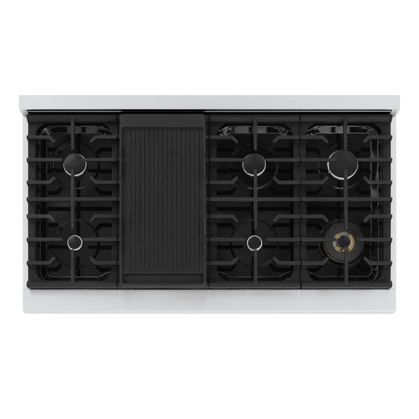 ZLINE 48 in. 6.7 cu. ft. Marino Double Oven Dual Fuel Range with 8 Burner Gas Cooktop in Stainless Steel with White Matte Doors (MDR-WM-48)