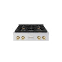 ZLINE Autograph Edition 30 in. Paramount Gas Rangetop with 4 Burners and Porcelain Cooktop in Stainless Steel with Champagne Bronze Accents, Open Box-Good Condition
