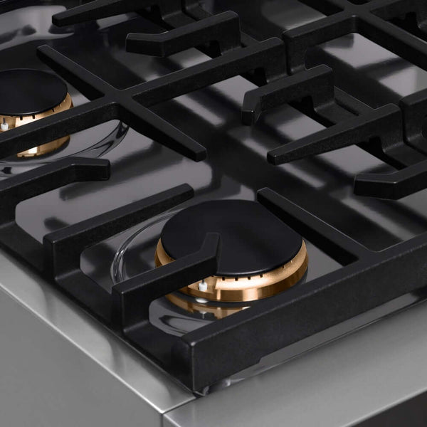ZLINE Autograph Edition 30 in. Paramount Gas Rangetop with 4 Burners and Porcelain Cooktop in Stainless Steel with Champagne Bronze Accents, Open Box-Good Condition
