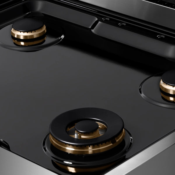 ZLINE Autograph Edition 30 in. Paramount Gas Rangetop with 4 Burners and Porcelain Cooktop in Stainless Steel with Champagne Bronze Accents, Open Box-Great Condition