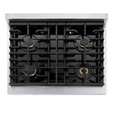 ZLINE Autograph Edition 30 in. Paramount Gas Rangetop with 4 Burners and Porcelain Cooktop in Stainless Steel with Champagne Bronze Accents, Open Box-Good Condition