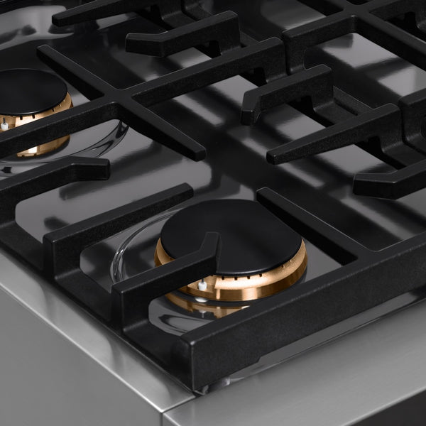 ZLINE Autograph Edition 30 in. Paramount Gas Rangetop with 4 Burners and Porcelain Cooktop in Stainless Steel with Polished Gold Accents, Open Box-Great Condition