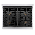 ZLINE Autograph Edition 30 in. Paramount Gas Rangetop with 4 Burners and Porcelain Cooktop in Stainless Steel with Polished Gold Accents, Open Box-Great Condition