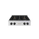 ZLINE Autograph Edition 30 in. Paramount Gas Rangetop with 4 Burners and Porcelain Cooktop in Stainless Steel with Matte Black Accents, Open Box-Good Condition