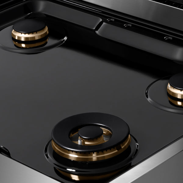 ZLINE Autograph Edition 30 in. Paramount Gas Rangetop with 4 Burners and Porcelain Cooktop in Stainless Steel with Matte Black Accents, Open Box-Great Condition
