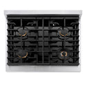 ZLINE Autograph Edition 30 in. Paramount Gas Rangetop with 4 Burners and Porcelain Cooktop in Stainless Steel with Matte Black Accents, Open Box-Great Condition