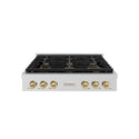 ZLINE 36 in. Autograph Edition Paramount Gas Rangetop with 6 Burners and Porcelain Cooktop in Stainless Steel with Champagne Bronze Accents (SRTZ-36-CB)