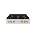 ZLINE Autograph Edition 36 in. Paramount Gas Rangetop with 6 Burners and Porcelain Cooktop in Stainless Steel with Champagne Bronze Accents, Open Box-Good Condition