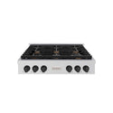 ZLINE Autograph Edition 36 in. Paramount Gas Rangetop with 6 Burners and Porcelain Cooktop in Stainless Steel with Matte Black Accents, Open Box-Good Condition