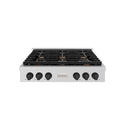 ZLINE Autograph Edition 36 in. Paramount Gas Rangetop with 6 Burners and Porcelain Cooktop in Stainless Steel with Matte Black Accents, Open Box-Great Condition