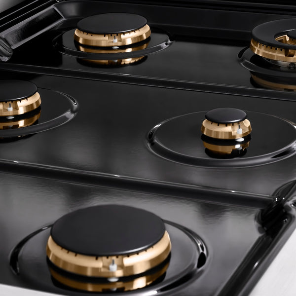 ZLINE Autograph Edition 36 in. Paramount Gas Rangetop with 6 Burners and Porcelain Cooktop in Stainless Steel with Matte Black Accents, Open Box-Great Condition
