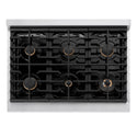 ZLINE Autograph Edition 36 in. Paramount Gas Rangetop with 6 Burners and Porcelain Cooktop in Stainless Steel with Matte Black Accents, Open Box-Great Condition