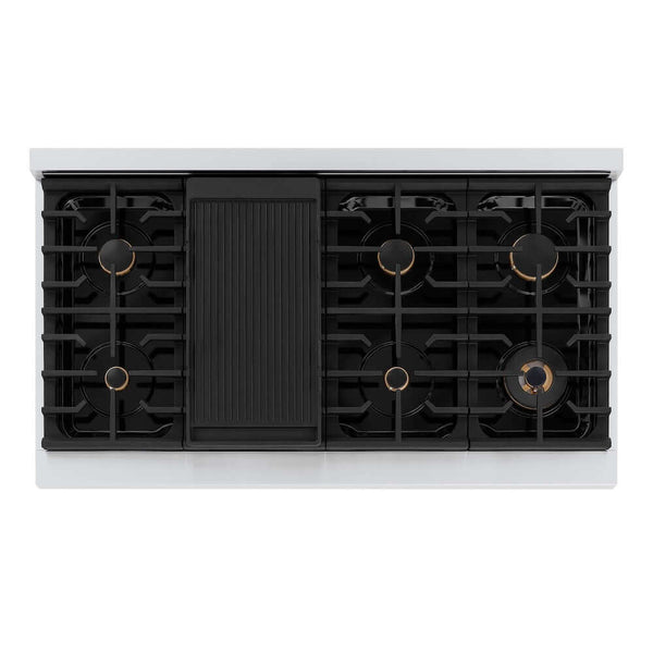 ZLINE 48 in. Autograph Edition Paramount Gas Rangetop with 8 Burners and Porcelain Cooktop in Stainless Steel with Polished Gold Accents, Open Box-Good Condition