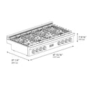 ZLINE 48 in. Autograph Edition Paramount Gas Rangetop with 8 Burners and Porcelain Cooktop in Stainless Steel with Matte Black Accents, Open Box-Great Condition
