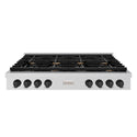 ZLINE 48 in. Autograph Edition Paramount Gas Rangetop with 8 Burners and Porcelain Cooktop in Stainless Steel with Matte Black Accents (SRTZ-48-MB)