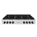 ZLINE 48 in. Autograph Edition Paramount Gas Rangetop with 8 Burners and Porcelain Cooktop in Stainless Steel with Matte Black Accents, Open Box-Good Condition