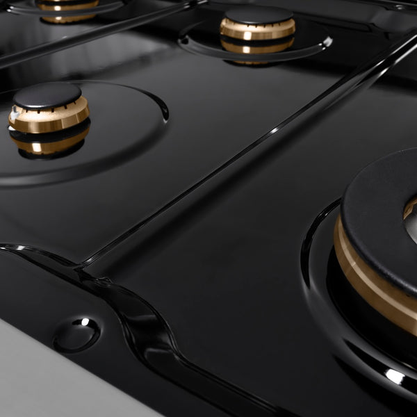 ZLINE 48 in. Autograph Edition Paramount Gas Rangetop with 8 Burners and Porcelain Cooktop in Stainless Steel with Matte Black Accents, Open Box-Great Condition