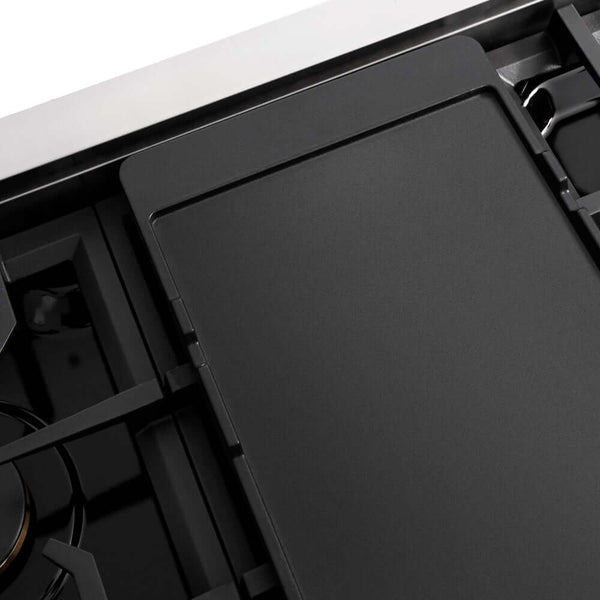 ZLINE 48 in. Autograph Edition Paramount Gas Rangetop with 8 Burners and Porcelain Cooktop in Stainless Steel with Matte Black Accents, Open Box-Good Condition