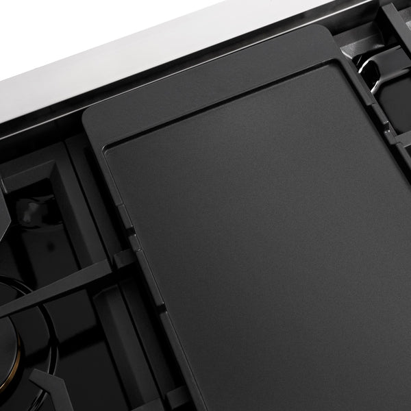 ZLINE 48 in. Autograph Edition Paramount Gas Rangetop with 8 Burners and Porcelain Cooktop in Stainless Steel with Matte Black Accents, Open Box-Great Condition
