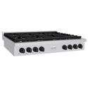 ZLINE 48 in. Autograph Edition Paramount Gas Rangetop with 8 Burners and Porcelain Cooktop in Stainless Steel with Matte Black Accents, Open Box-Good Condition