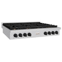 ZLINE 48 in. Autograph Edition Paramount Gas Rangetop with 8 Burners and Porcelain Cooktop in Stainless Steel with Matte Black Accents, Open Box-Great Condition