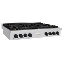 ZLINE 48 in. Autograph Edition Paramount Gas Rangetop with 8 Burners and Porcelain Cooktop in Stainless Steel with Matte Black Accents, Open Box-Great Condition