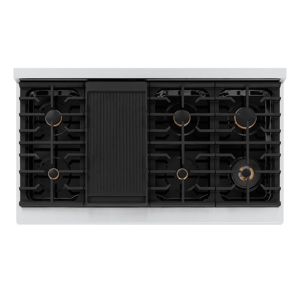 ZLINE 48 in. Autograph Edition Paramount Gas Rangetop with 8 Burners and Porcelain Cooktop in Stainless Steel with Matte Black Accents, Open Box-Great Condition