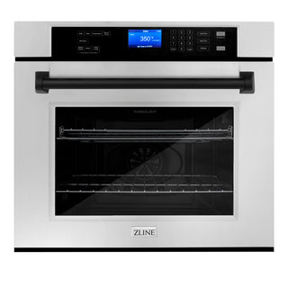 Buy matte-black ZLINE 30&quot; Autograph Edition Single Wall Oven with Self Clean and True Convection in Stainless Steel (AWSZ-30)