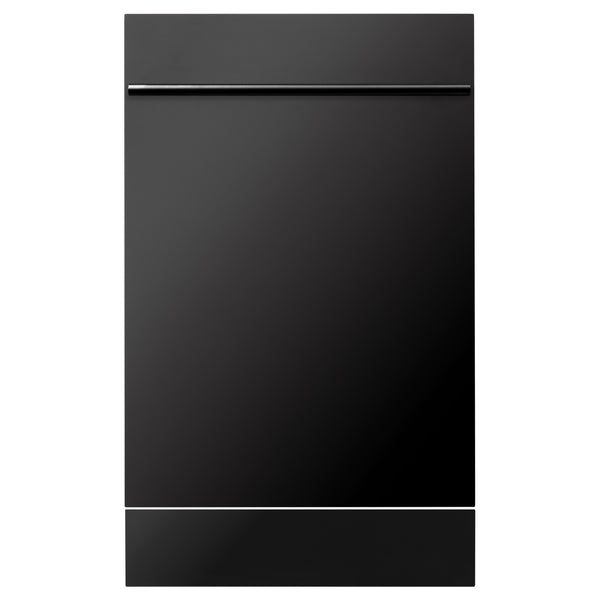 ZLINE 18 in. Compact Black Stainless Steel Top Control Built-In Dishwasher with Stainless Steel Tub and Modern Style Handle, 52dBa (DW-BS-H-18)