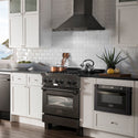 ZLINE 30 in. 4.0 cu. ft. Legacy Dual Fuel Range with 4 Burner Gas Cooktop and Electric Convection Oven in Black Stainless Steel, Open Box-Great Condition