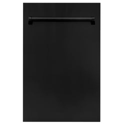 ZLINE 18 in. Dishwasher Panel in Black Matte with Traditional Handle (DP-BLM-18)