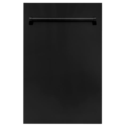 ZLINE 18 in. Dishwasher Panel in Black Matte with Traditional Handle (DP-BLM-18)