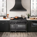 ZLINE 48 in. 6.0 cu. ft. Legacy Dual Fuel Range with 7 Burner Gas Cooktop and 2 Electric Ovens in Black Stainless Steel, Open Box-Good Condition