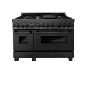 ZLINE 48 in. 6.0 cu. ft. Legacy Dual Fuel Range with 7 Burner Gas Cooktop and 2 Electric Ovens in Black Stainless Steel, Open Box-Great Condition