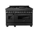 ZLINE 48 in. 6.0 cu. ft. Legacy Dual Fuel Range with 7 Burner Gas Cooktop and 2 Electric Ovens in Black Stainless Steel, Open Box-Good Condition