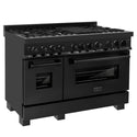 ZLINE 48 in. 6.0 cu. ft. Legacy Dual Fuel Range with 7 Burner Gas Cooktop and 2 Electric Ovens in Black Stainless Steel, Open Box-Great Condition
