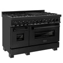 ZLINE 48 in. 6.0 cu. ft. Legacy Dual Fuel Range with 7 Burner Gas Cooktop and 2 Electric Ovens in Black Stainless Steel, Open Box-Good Condition