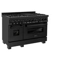 ZLINE 48 in. 6.0 cu. ft. Legacy Dual Fuel Range with 7 Burner Gas Cooktop and 2 Electric Ovens in Black Stainless Steel, Open Box-Great Condition