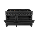 ZLINE 60 in. 7.4 cu. ft. Legacy Dual Fuel Range with 9 Burner Gas Cooktop and 2 Electric Convection Ovens in Black Stainless Steel, Open Box-Great Condition