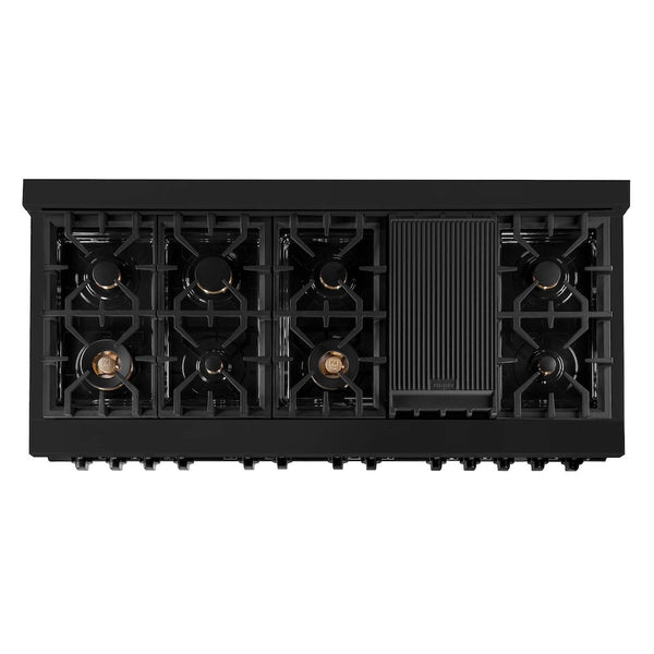ZLINE 60 in. 7.4 cu. ft. Legacy Dual Fuel Range with 9 Burner Gas Cooktop and 2 Electric Convection Ovens in Black Stainless Steel, Open Box-Good Condition