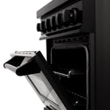 ZLINE 24 in. 2.8 cu. ft. Legacy Dual Fuel Range with Gas Cooktop and Electric Convection Oven in Black Stainless Steel with 4 Brass Burners, Open Box-Good Condition