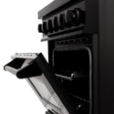 ZLINE 24 in. 2.8 cu. ft. Legacy Dual Fuel Range with Gas Cooktop and Electric Convection Oven in Black Stainless Steel with 4 Brass Burners, Open Box-Great Condition