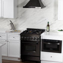 ZLINE 24 in. 2.8 cu. ft. Legacy Dual Fuel Range with Gas Cooktop and Electric Convection Oven in Black Stainless Steel with 4 Brass Burners, Open Box-Great Condition