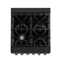 ZLINE 24 in. 2.8 cu. ft. Legacy Dual Fuel Range with Gas Cooktop and Electric Convection Oven in Black Stainless Steel with 4 Brass Burners, Open Box-Great Condition
